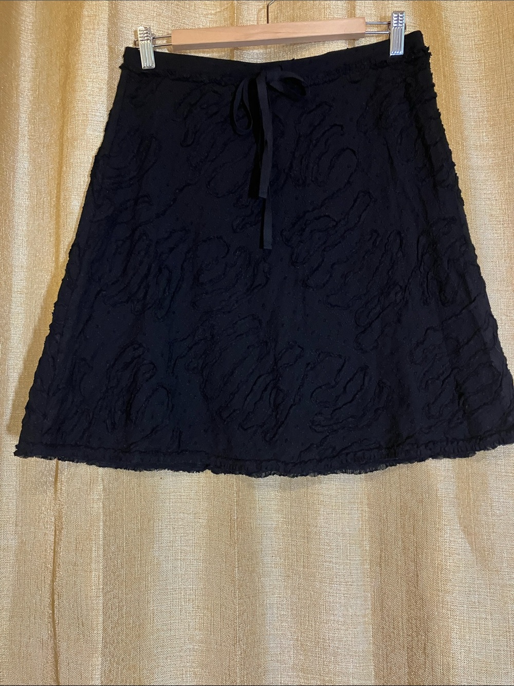 Max Studio Black Textured A-Line Drawstring Skirt